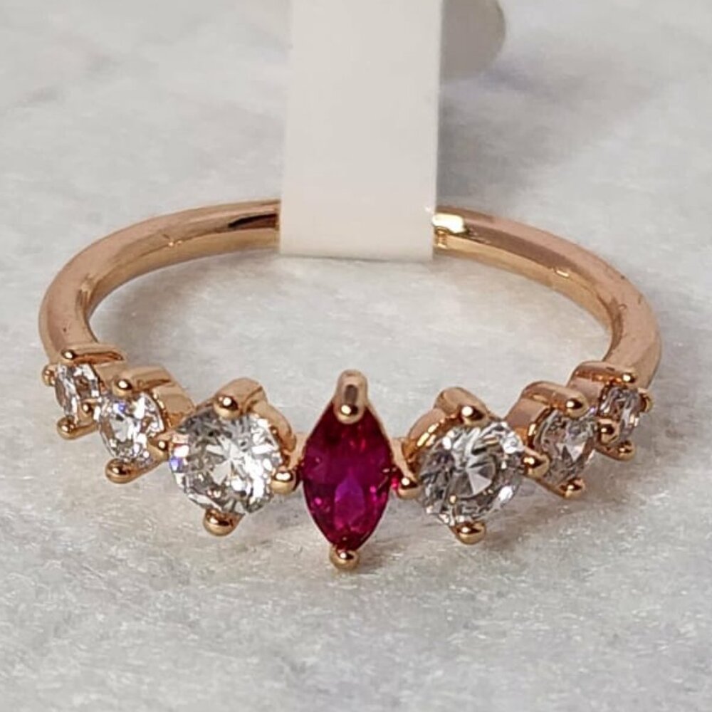 Bomb Party "Follow The Love" Lab Grown Ruby Fire Opal + Rose Gold Plating